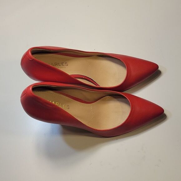 CHARLES BY CHARLES DAVIS POINTED TOE LEATHER HIGH HEEL STILETTOS SHOE - Picture 6 of 15